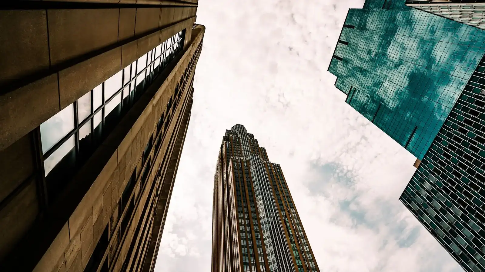 Office towers seen from the street in downtown Pittsburgh